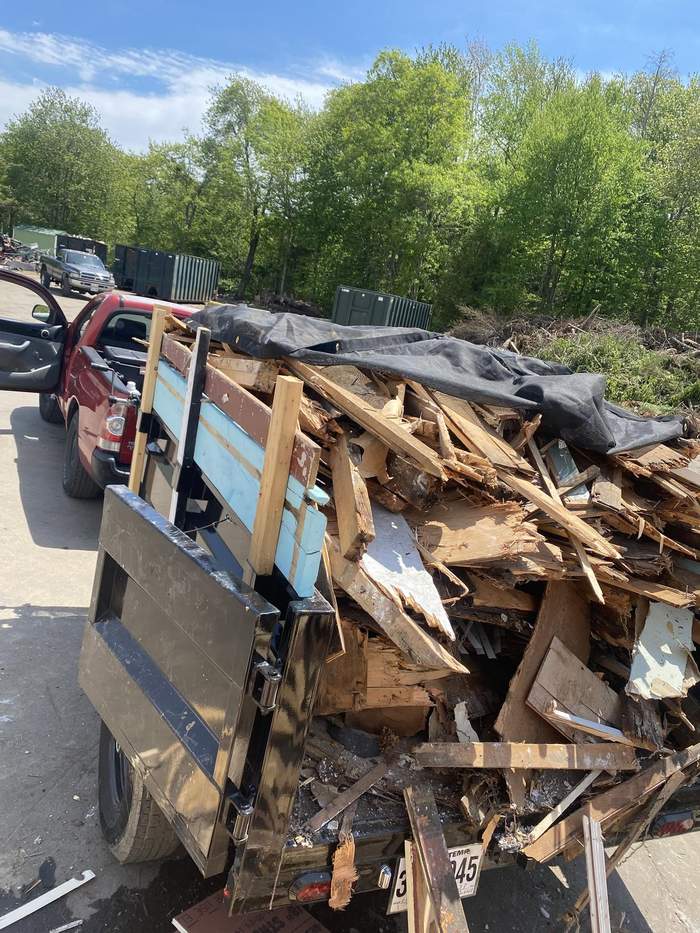 Trailer loaded with construction and demolition debris