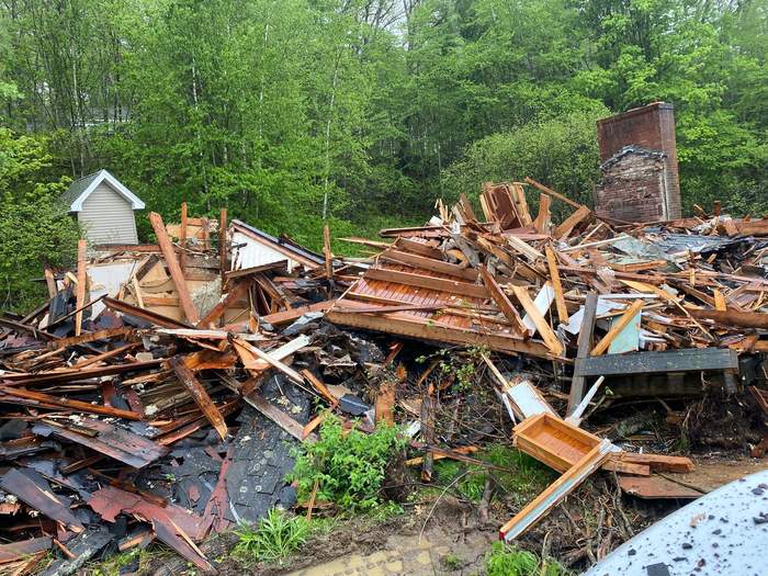 Property mid-demolition, cleared and graded